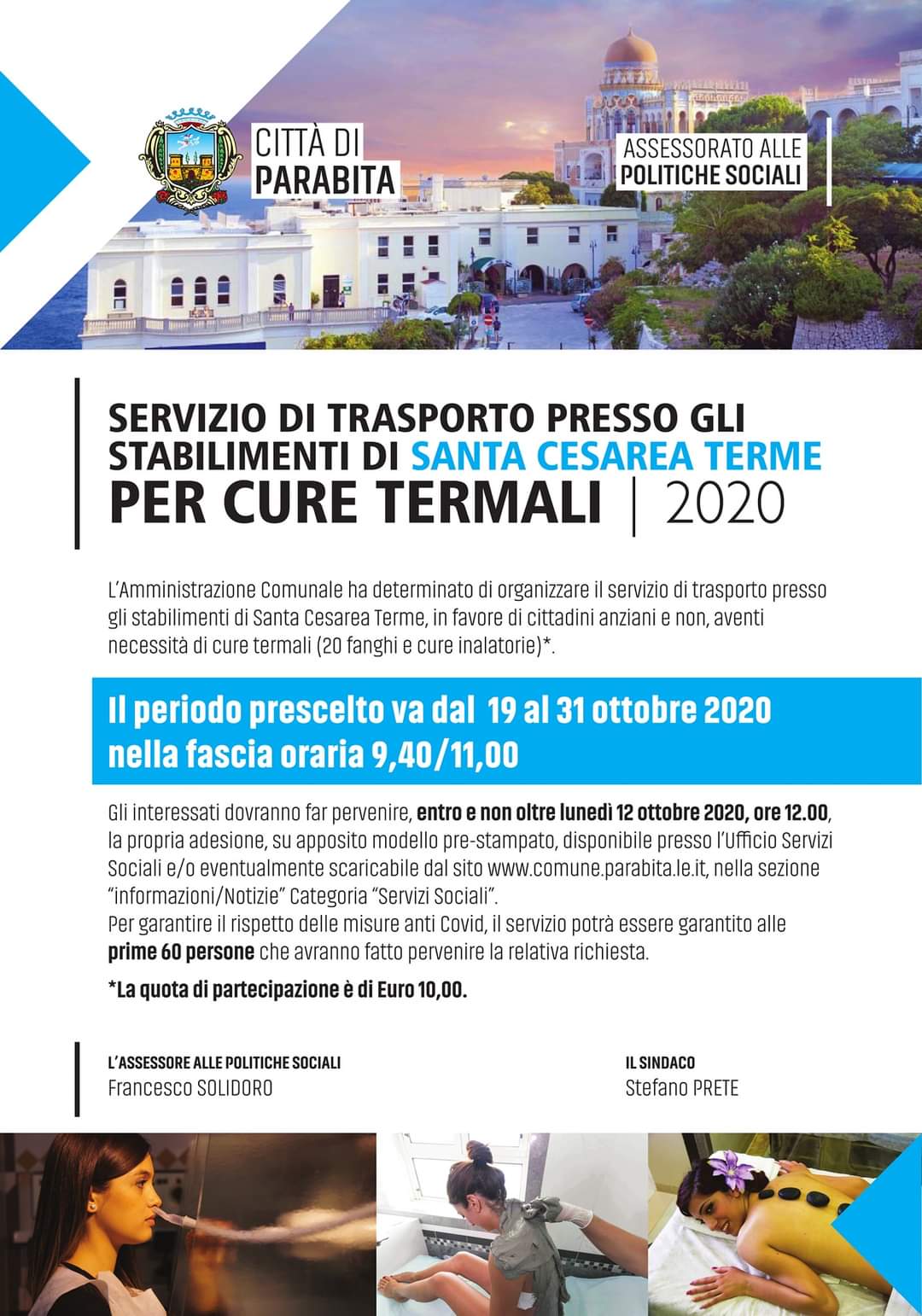 Servizio di trasporto cure termali 2020
