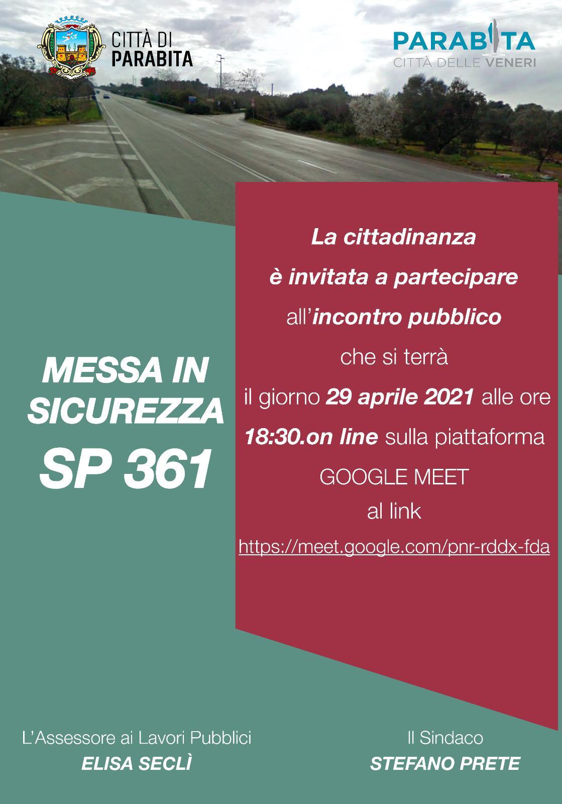 Incontro pubblico  - Messa in sicurezza S.P. 361 